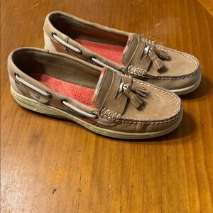 Sperry Women's Tassel Boat Shoes - Tan with Coral Insole